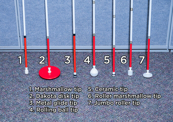 Canes with different types of tips