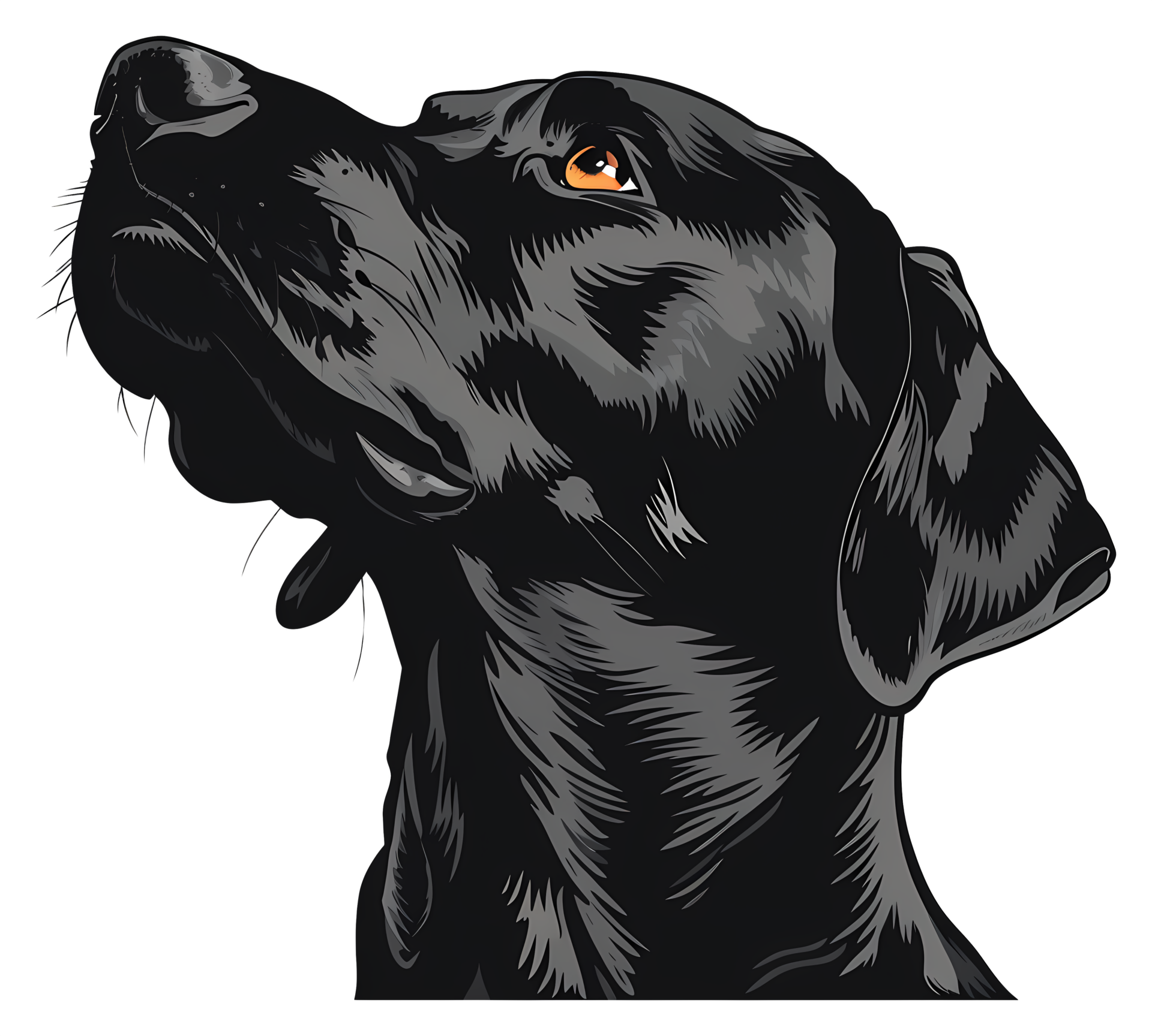 A graphic depiction of a black Labrador retriever.