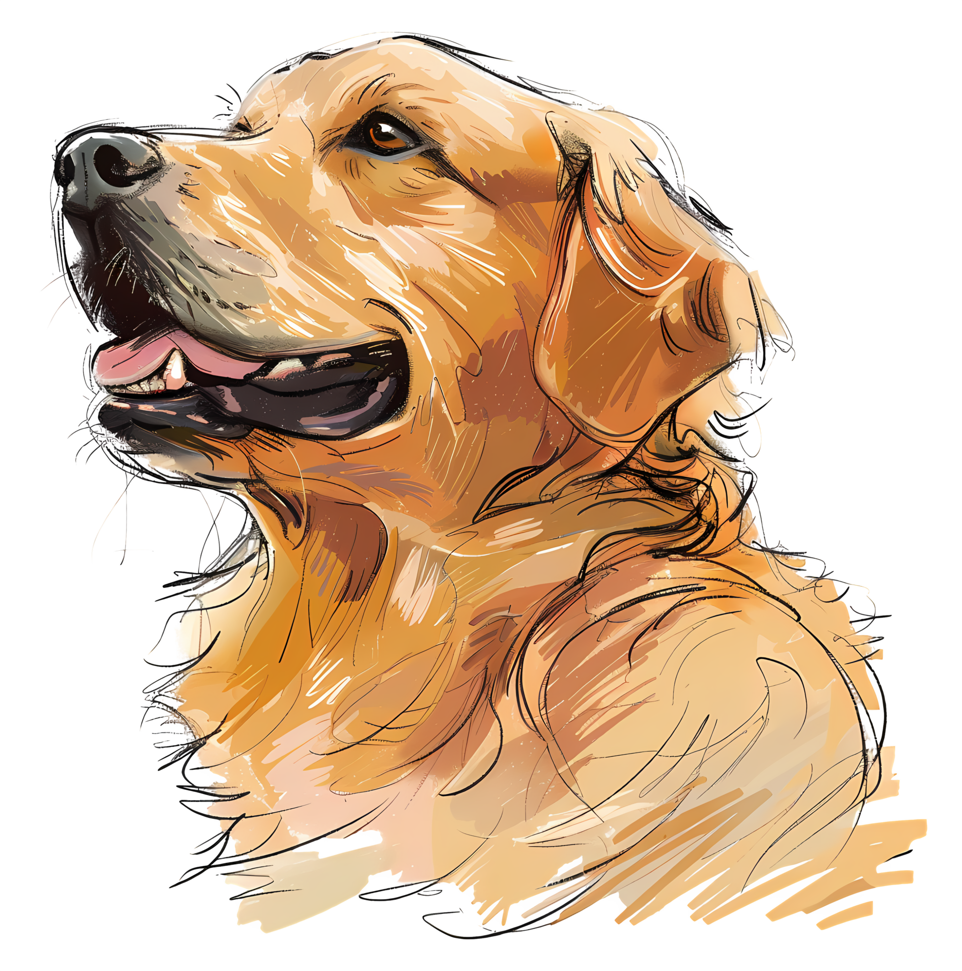 A graphic depiction of a golden retriever