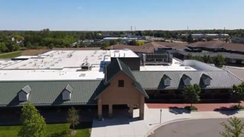 Screenshot of Campus Tour presentation with aerial view of Leader Dog campus