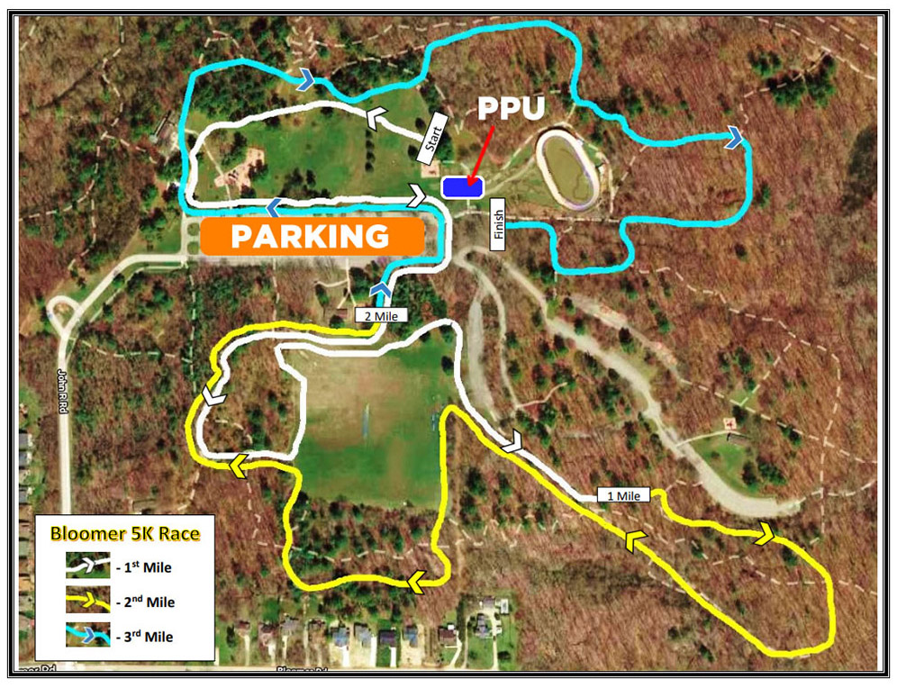 Course map for 2022 Bark & Brew 5K
